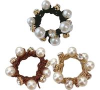 JOINPAYA 3pcs Pearl Hair Accessories Elastic Hair Ropes Good Elasticity Elegant Design Soft Cloth Material for Girlfriend or Wife