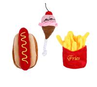 JOINPAYA 3Pcs Pet Plush Sound Dog Cat Interactive Includes Hot Dog Ice Fries Engaging Talking for Fun Pet Play