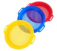 JOINPAYA 3PCS Plastic Sand Sifter Sieves: Multicolor Beach Pack Digging Discovery Rocks Sand Sifting Supplies Tools for Backyard Beach Travel Party