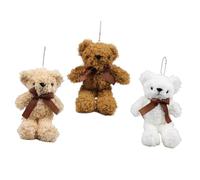 JOINPAYA 3pcs Plush Bear Keychain Soft PP Cotton Backpack Accessories Cute Stuffed Animal Pendants Lightweight Decorative Ornaments for Home
