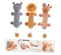 JOINPAYA 3pcs Plush Molar for Cats Bite Resistant Animal Dolls Lion Giraffe Leopard Teething Chewing Training Reduces Boredom Bright Colors Soft Material