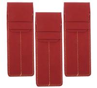 JOINPAYA 3pcs PU Leather Vintage Matte Pen Sleeve Double Slot Pen Holder, Portable Small Pen Bag for Nurses and Doctors, Wine Red Fountain Pen Organizer Pouch for Daily Use
