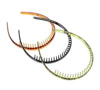 JOINPAYA 3pcs Resin Teeth Comb Headbands Hair Accessories Set with Deep Coffee Floral, Green Spray Silk, and Black Colors for Women Unisex Hair Styling