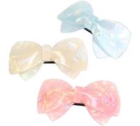 JOINPAYA 3pcs Spring Hair Clips Hair Accessory Bow Shape Acrylic Material No Easy to Wear Women Simple Style Birthday Engagement Decoration