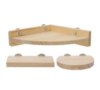 JOINPAYA 3pcs Wooden Parrot Stand Platform Set with Large Semi-circular Perch, 15x8cm Small Solid Wood Board, and Triangle Wood Bird Cage Base for Pet Bird and Cage Accessories