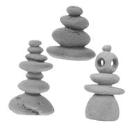 JOINPAYA 3pcs Zen Garden Stacked Rocks Sculpture Set, Realistic Rockery Stones for Home Desktop Decor, Garden Landscape Ornament for Meditation and Aquarium Scene