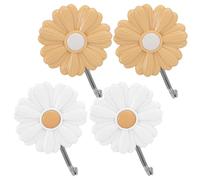 JOINPAYA 4-Pack Adhesive Daisy Wall Hooks Cute Decorative Sticky Hooks for Hanging Clothes Hats Towels Kids Room Organiser Space-Saving
