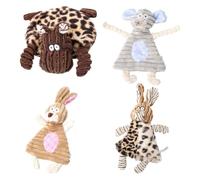 JOINPAYA 4 Pcs Dog Chew Plush Cartoon Animal Shape Sound Making Educational Pet Sturdy Bite-resistant Chewing for Reducing Destructive Behaviour at Home or Office