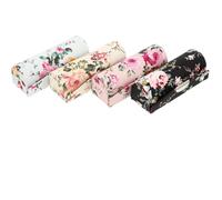 JOINPAYA 4 Pcs Floral Cloth Lipstick Case with Mirror, Multi-Color Lipstick Holder and Organizer for Travel Cosmetic Storage, Portable Makeup Bag for Ladies