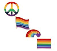 JOINPAYA 4 Pcs Rainbow Alloy Brooches Set with Rainbow Bridge, Flag Peace Designs, Decorative Pins for Women’s Clothing, Backpacks and DIY Accessories