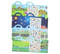JOINPAYA 4 Sets Reusable Sticker Book Educational DIY Activity with Animal Vehicle Dinosaur Space Themes for Learning and Window Decals Classroom Rewards