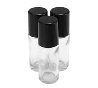 JOINPAYA 4pcs 30ml Glass Roll-on Essential Oil Bottles, Portable Refillable Subpackaging Bottles with Black Caps, Leak-resistant for Travel and Home Use