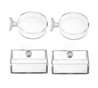 JOINPAYA 4pcs Acrylic Aquarium Feeding Dish with Suction Cup, Square round Fish and Shrimp Feeder Tray 6.5cm, Suitable for Freshwater and Saltwater Tanks