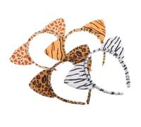 JOINPAYA 4pcs Animal Ears Headbands Set for Cosplay Hair Hoops with Plush Tiger, Leopard, Zebra, and Giraffe Cat Ears, Soft Costume Accessories for Halloween Party and Dress
