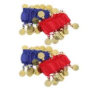 JOINPAYA 4Pcs Belly Dance Wrist Bell Bracelets Set Red and Royal Blue Wristbands for Indian and Belly Dancing Costumes Dance Accessories for Women and