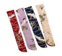 JOINPAYA 4pcs Chinese Folding Hand Fan Bags Japanese Style Silk Storage Pouch Set Crane Pattern Beige Purple and Dark Red Handheld Fan Sleeve Covers for Travel and Daily Use