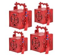 JOINPAYA 4pcs Chinese Style Candy Boxes with Tassel Design, Synthetic Material Container for Candy Or Sweets, for Wedding Or Themed Party Favour Ideas