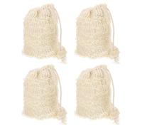 JOINPAYA 4pcs Cotton Linen Exfoliating Soap Bag Pouch with Wooden Beads Mesh Soap Saver for Shower Bathing Natural Fiber Lathering Net Suitable for Body Cleansing