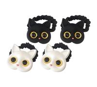JOINPAYA 4pcs Cute Cat Hair Ties for Small Elastic Ponytail Holders Black and White Stretchy Hair Bands for Daily Hairstyles