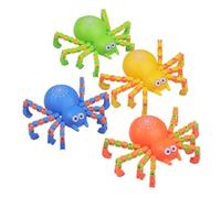JOINPAYA 4pcs DIY Transformable Mechanical Spider Flexible Chain Link Sensory Intelligence Puzzle for Educational Assembly Stress Relief in Green, Orange, Yellow, and Blue