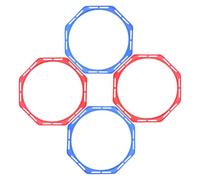 JOINPAYA 4pcs Football Agility Training Rings Set, Octagonal Speed and Sensitivity Hoops 40cm Red Blue, Multi-sport Soccer Basketball Fitness Equipment for Agility and Speed Exercises