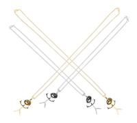 JOINPAYA 4pcs Funny Doodle Necklaces Stainless Steel Pendant Necklace Creative Stylish Charm Easy to Take off Assorted Color for Club Dancing Party