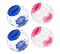 JOINPAYA 4PCS Hamster Exercise Balls Running Wheel for Small Pets with 2 Blue and 2 Pink Balls, Rodent Fitness Cage Accessories for Hamsters, Hedgehogs, and Chinchillas