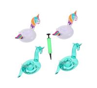 JOINPAYA 4Pcs Inflatable Floating Cup Plates with Animal Shapes and Inflator Creative Pool Party Drink Holders for Beach Swimming Pool Hawaiian Luau and Tropical Events