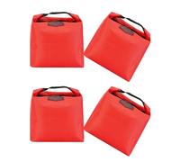 JOINPAYA 4pcs Insulated Cooler Lunch Tote Bag with Zipper, Nylon, Red | Leakproof Lining, Sturdy Handle, Easy Wipe Clean, for Picnic Students Day Trips Parties