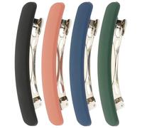JOINPAYA 4pcs Large Matte Rectangle Spring Hair Clips Barrette Set for Thick Hair Women in Pink Navy Army Green Black for Ponytail and Styling