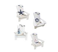 JOINPAYA 4Pcs Mini Wooden Nautical Beach Chair Ornaments Coastal Home Decor Mediterranean Style Ocean-themed Craft for Living Office