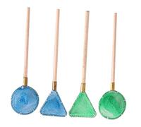 JOINPAYA 4Pcs Miniature Fishing Net Realistic Prop for Dollhouse Decoration Includes Blue Round Green Triangle Green Round Nets for Miniature Garden Scenes