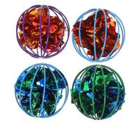 JOINPAYA 4pcs Noisy Paper Ball Toy Cat Chasing Toys Lightweight Crinkle Balls for Cats Interactive Indoor Funny Crinkle Kitten Teasing Random Color
