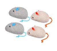 JOINPAYA 4pcs Plush Realistic Cat Mice with Catnip, Sturdy Chew and Scratch Resistant Kitten Teething for Indoor Cats, 2 Dark Gray + 2 Beige Brown Mouse Set