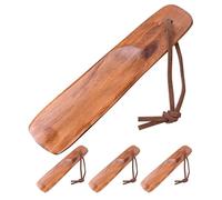 JOINPAYA 4pcs Portable Wooden Shoehorn with String Small Brown Rustic Shoe Helper for Men Women Travel Shoe Puller and Boot Extractor Easy Use Lazy Aid for Home and Outdoors
