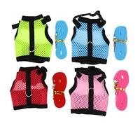 JOINPAYA 4Pcs Rabbit Harness Leash Set Cool Mesh Vest with Adjustable Strap for Small Pets like Hamsters Guinea Pigs and Rabbits for Outdoor Activities