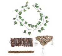 JOINPAYA 4pcs Reptile Climbing Bridge Set with Triangle Hammock, Wooden Ladder and Moss Vine Terrarium Decor for Bearded Dragons, Lizards, Snakes and Small Reptiles Habitat