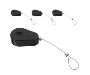 JOINPAYA 4pcs Retractable Cable Lock with Steel Wire and Plastic Case, Portable Anti-Theft Security Tether for Devices and Remotes, for Travel and Drawer Protection