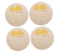 JOINPAYA 4pcs Rustic Wooden Newborn Announcement Signs, Circular Baby Birth Record Plaques for Birth Announcements, Nursery Wall Decor, Keepsake Photo Prop