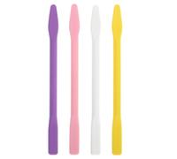 JOINPAYA 4pcs Silicone Stir Sticks for Facial Mask Mixing, Cosmetic Stirring Rods for DIY Beauty, Reusable Makeup Stir Sticks in White, Yellow, Pink, and Purple, 10cm Length