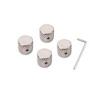 JOINPAYA 4pcs Silver Aluminum Alloy Tone Control Volume Knobs for Electric Bass Guitar Flat Knobs Replacement Parts