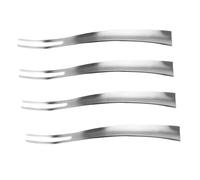 JOINPAYA 4pcs Stainless Steel Fruit Forks Two Prong Design, Elegant Silver Dessert Forks for Bar and Banquets, Sturdy Flatware that Would Not Bend, for Picking up Little Things