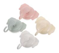 JOINPAYA 4pcs Suction Cup Hooks with Strong Suction Power for Bathroom and Kitchen, Easy Installation Plastic Wall Mount Hangers, Cute Cartoon Elephant Design for Hanging Towels and Robes