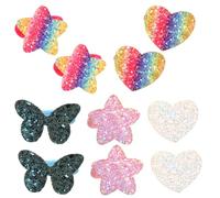 JOINPAYA 5 Pairs Girl Hair Ties Elastic Ponytail Holders Glitter Sequin Scrunchies Rainbow Gradient with Star and Heart Patterns for Hair Accessories