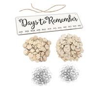JOINPAYA 50 Pcs Wood Chips Hanging Calendar Wooden Date Display DIY Calendar with Rope for Supermarkets and Shopping Malls