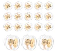JOINPAYA 50pcs 18k Gold Silicone Locking Earring Backs for Studs, Flat Pierced Earring Stoppers Heavy Support, DIY Jewelry Findings for Secure Ear Piercing