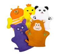 JOINPAYA 5pcs Adorable Fruit-Shaped Cotton Bath Mitts for Boys and Girls and Babies, Soft Exfoliating Washcloths with Scrubbing Power to Remove Dead Skin Cells, for Bath Time Assorted Style