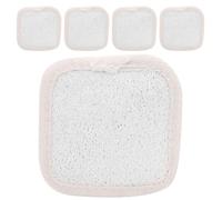 JOINPAYA 5pcs Bath Shower Loofah Sponge Set, Beige Square 8x8cm Exfoliating Body Scrubber for Men and Women, Natural Loofah Pads with Edge Binding for Dead Skin Removal and Daily Bathing