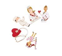 JOINPAYA 5Pcs Geometric Stethoscope Brooch Set for Doctors and Nurses, Medical Student Clothing Pins, Heart and Stethoscope Badges for Bags and Uniforms