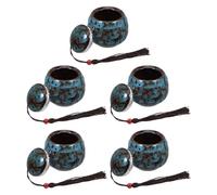 JOINPAYA 5Pcs Mini Ceramic Pet Ashes Urns Blue Glaze Small Dog and Cat Cremation Keepsake Containers for Memorial and Funeral Display